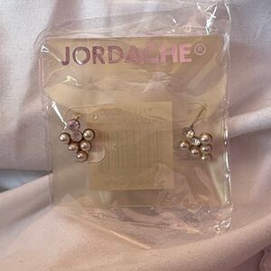 Jordache Gold and Cream Cluster Pearl Earrings